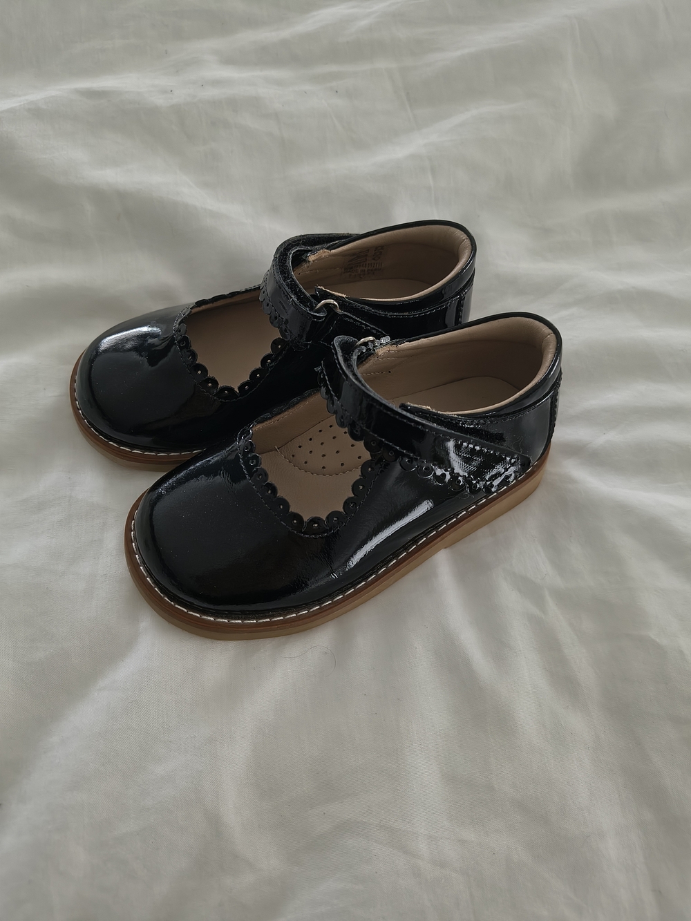 Elephantito Black Patent Mary Jane Shoes with Velcro Strap - Like New!